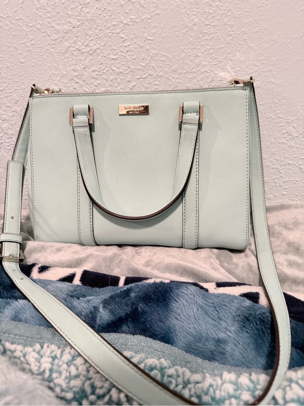 Kate Spade New York Loden Newbury Lane Shoulder/Hand Bag Light Blue Saffriano
